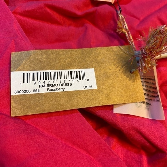 Soludos Women Palermo Dress MEDIUM Pink Raspberry Puff Sleeves Party Midi Cotton - Picture 7 of 7